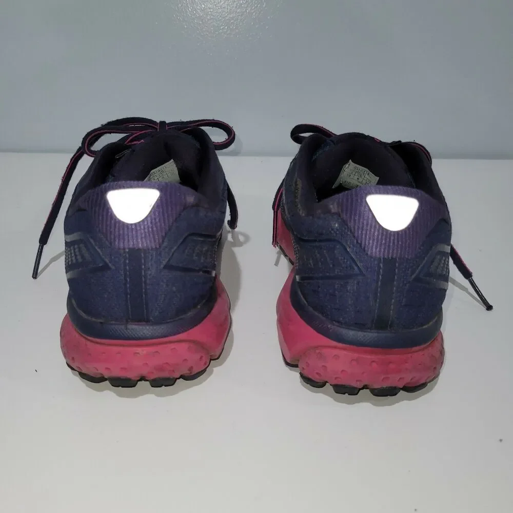 Brooks Ghost 12 Womens Running Shoes Size 8 Navy Blue Pink 1203051B414